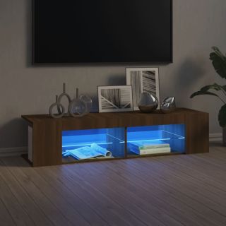 Тумба под телевизор с LED-подсветкой, коричневый дуб, 135 x 39 x 30 см