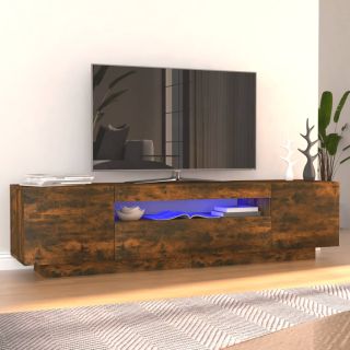 telerialus LED-tuledega, suitsutatud tamm, 160 x 35 x 40 cm