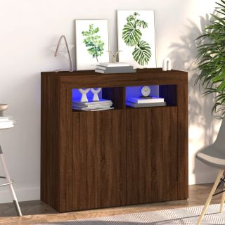 puhvetkapp LED-tuledega, pruun tamm, 80 x 35 x 75 cm