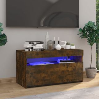 telerialus LED-tuledega, suitsutatud tamm, 75 x 35 x 40 cm