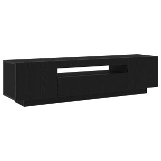TV kapp LED valgustusega, must tamm, 160x35x40 cm, tehispuit
