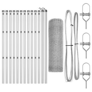 Kuusnurkne Aed 0.4x25 m Tsingitud Teras,Aia Postid 13 tk Ø32 mm 80 cm Tsingitud Teras
