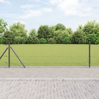 Keermestatud Traadi Aed koos 7 Läbipistva Postiga Hall 0.5x100 m Teras