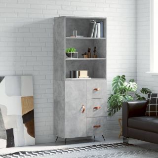 kõrge kapp, betoonhall, 69,5 x 34 x 180 cm,tehispuit