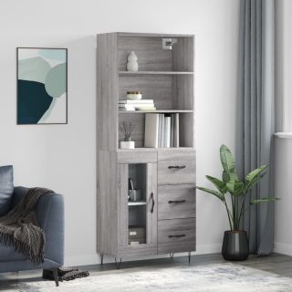 kõrge kapp, hall Sonoma tamm, 69,5 x 34 x 180 cm, tehispuit