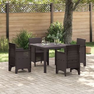 5-osaline Aia Söögikomplekt Pruun Poly Rattan