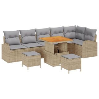 9-osaline Aia Diivanikomplekt padjadega Beež Polü Rattan Acacia,2-kohaline Aia Diivan Salvestuse & Padjadega Beež Polü Rattan,3-osaline Aia Söögikomplekt padjadega Beež Polü Rattan Acacia