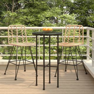 baaritoolid 2 tk, 45 x 56 x 103,5 cm, PE-rotang ja teras
