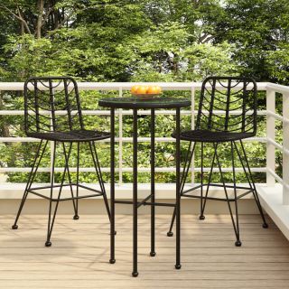 baaritoolid 2 tk, must, 45 x 56 x 103,5 cm, PE-rotang ja teras