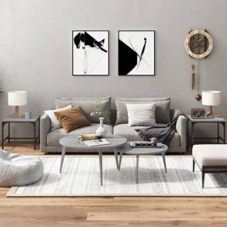 дополнительные столы 2 шт., серый дуб Сонома, 40 x 40 x 35 см, искусственное дерево