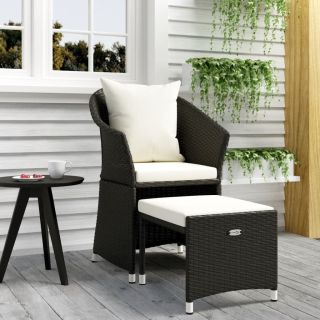 2-osaline aiamööbli komplekt patjadega, must, polürotang