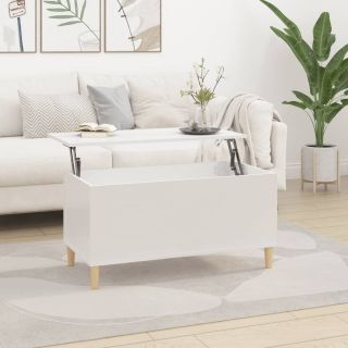 Журнальный столик, глянцевый белый, 90 x 44,5 x 45 см, искусственное дерево