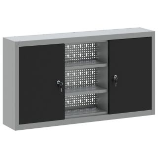 Tööriistakapp Seinale Paigaldatav koos Alusplaadiga Must 100x20x55 cm Teras