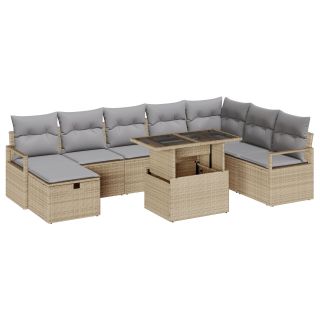 9-osaline ai diivan komplekt padjaga Beež polürotang,2-kohaline ai sofa padjaga Beež polürotang