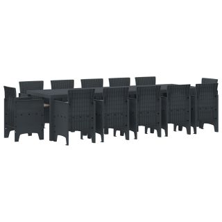 13-osaline Aiaga Einestamis Komplekt Padjades Antratsiit Polürotang,Aiaga Laua Antratsiit 150x100x73 cm Polürotang,Aiaga Toolid Padjadega 4 tk Antratsiit Polürotang
