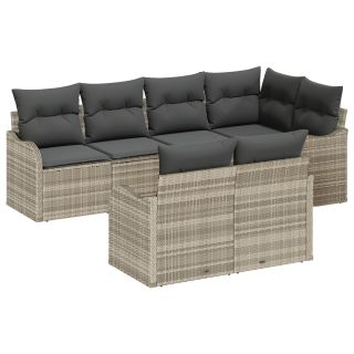 7-osaline helehall polü rattan aia diivanikomplekt padjadega,2-kohaline aia diivan hoiukohtade ja padjadega, helehall polü rattan