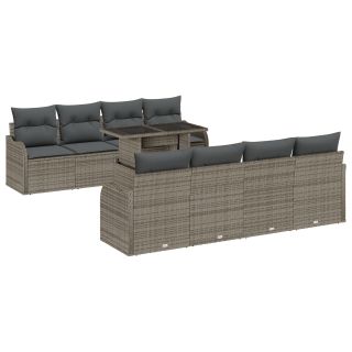 9-osaline Aia Diivanikomplekt Padjadega Hall Polü Rattan,2-iste Aia Diivan Padjadega Hall Polü Rattan