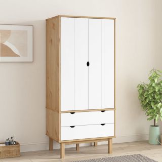 garderoob OTTA, pruun ja valge 76,5x53x172 cm, männipuit