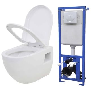 seinale kinnitatav peidetud loputuskastiga WC-pott, valge