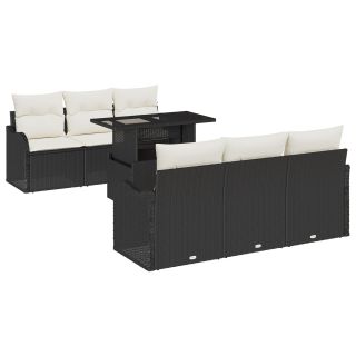 7-osaline aia diivanikomplekt padjadega must polü rattan,2-kohaline aia diivan padjadega must polü rattan