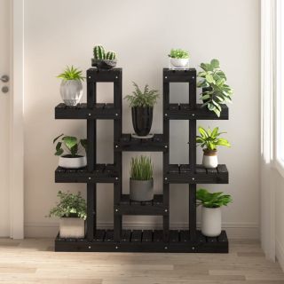 подставка для растений, черная, 104,5 x 25 x 109,5 см, сосна