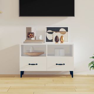 Тумба под телевизор, белый глянец, 80 x 36 x 50 см, искусственное дерево
