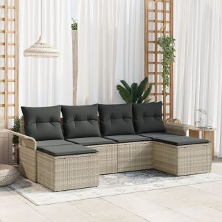 6-osaline Aedsofa Komplekt Padjadega Helehall Polürotang