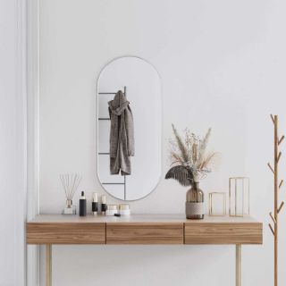 seinapeegel, hõbedane, 100 x 45 cm, ovaalne