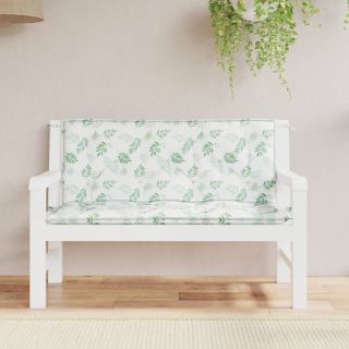 Подушки для сидения садовой скамейки 2 шт., узор с листьями, 120 x 50 x 7 см, ткань