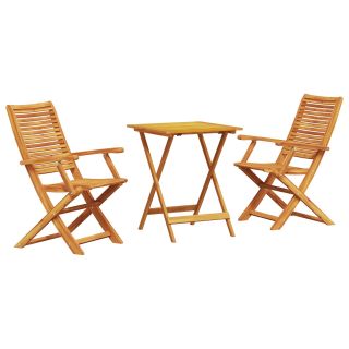3-osaline kokkupandav bistroo komplekt, mis on tehtud solidse akaatsiapuust