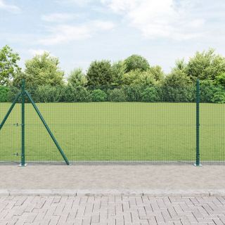 Keevitatud Traadiga Aed 13 Flange Postiga Roheline 0.8x100 m Teras