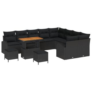12-osaline Aia Diivanikomplekt Padjaga Must Polü Rattan Akaatsia,2-kohaline Aia Diivan Salvestuse & Padjadega Must Polü Rattan,3-osaline Aia Söögikomplekt Padjaga Must Polü Rattan Akaatsia