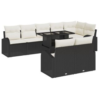 9-osaline aia diivanikomplekt padjadega Must polü rattan,2-kohaline aia diivan hoiustamise ja padjadega Must polü rattan