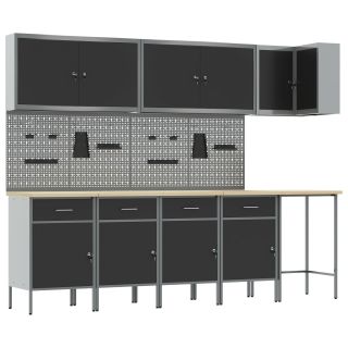 12-osaline töökapid ja konsoolid, must MDF ja metall