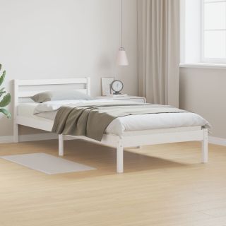 Voodi Raam koos Peatoega Valge 80x210 cm Tugev Puit Männipuit