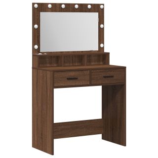 Tualettlaud LED-valgustitega Pruun Jalakas 79x41x135 cm