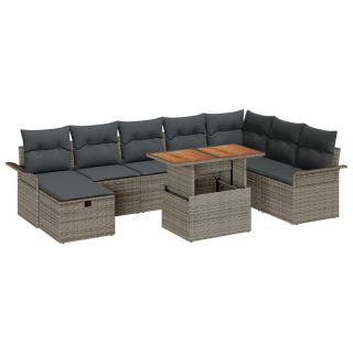 9 Tükki Aed Diivan Komplekt koos Padjadega Hall Polü Rattan,2-Iste Aed Diivan koos Hoiuruumi & Padjadega Hall Polü Rattan