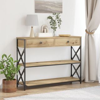 Konsoollaud Arteesiis Tamme 100x28x75 cm Ehitatud Puit ja Teras