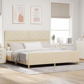 voodiraam kreemjas 200x200 cm tekstuuriga