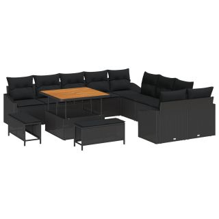 13-osaline Aia Sofade Komplekt Padjadega Must Polürotang Acacia,2-kohaline Aia Sofa Ahnus & Padjadega Must Polürotang,3-osaline Aia Söögilaudade Komplekt Padjadega Must Polürotang Acacia