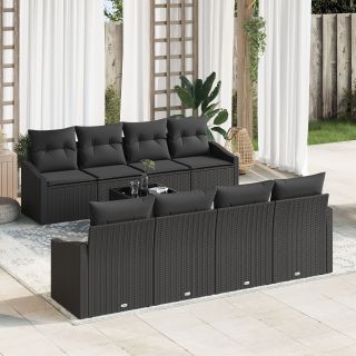 7-osaline aiahsofa komplekt padjadega Must Polürotang