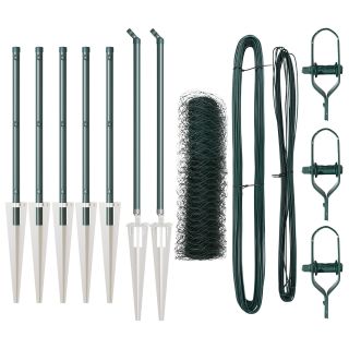 Kuusnurkne Aed Roheline 0,6x10 m Teras,Aedade Postid koos Niiditiku 7 tk Ø32 mm 80 cm Galvaniseeritud Teras