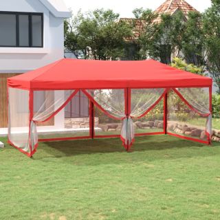 Складная палатка для вечеринок с боковыми стенками, красная, 3 x 6 м