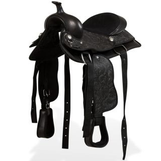 vesternsadul, valjad ja rinnarihm, nahast 33 cm, must