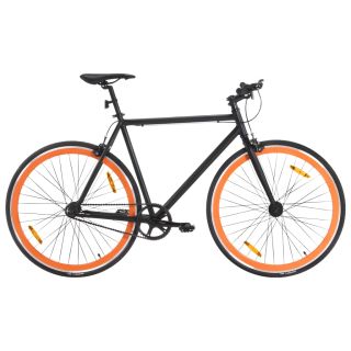 ühekäiguline jalgratas, must ja oranž, 700C 55 cm