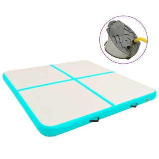 täispumbatav võimlemismatt pumbaga 200x200x15 cm PVC roheline