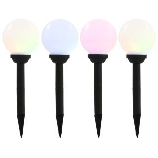 õue päikeselambid, 4 tk, LED, kerakujuline 15 cm RGB