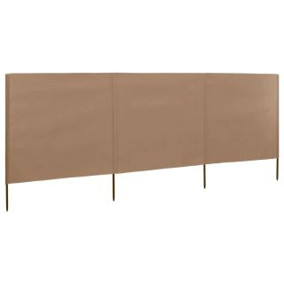 tuulekaitse sein 3 paneelist, kangas, 400 x 120 cm pruunikashall