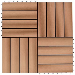 terrassiplaadid, 11 tk, WPC, 30 x 30 cm, 1 m², tiikpuidu värvi