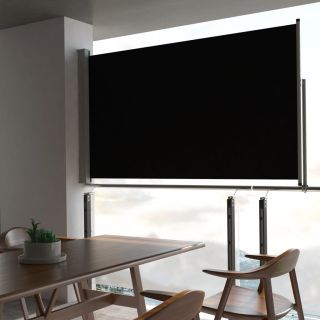 выдвижная боковая стенка патио, 140 x 300 см, черная